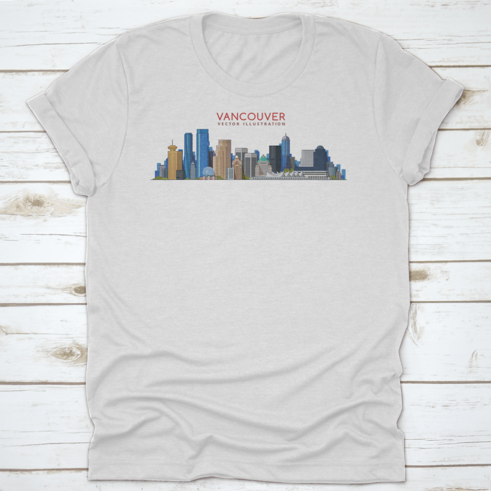 Colored Vancouver City Skyline design showcasing urban architecture in vibrant colors.