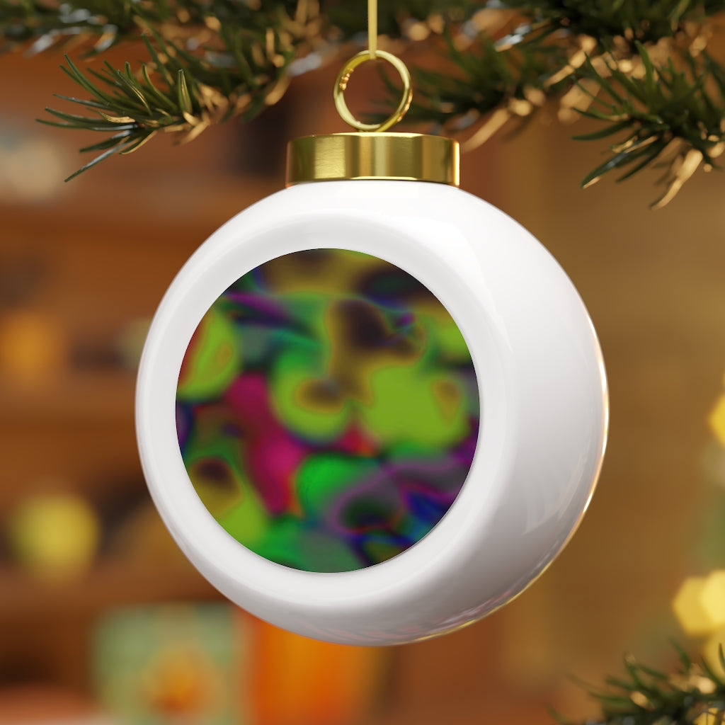 Colorful Cloud Painting Christmas Ball Ornament with glossy finish and gold ribbon, featuring a vintage design.