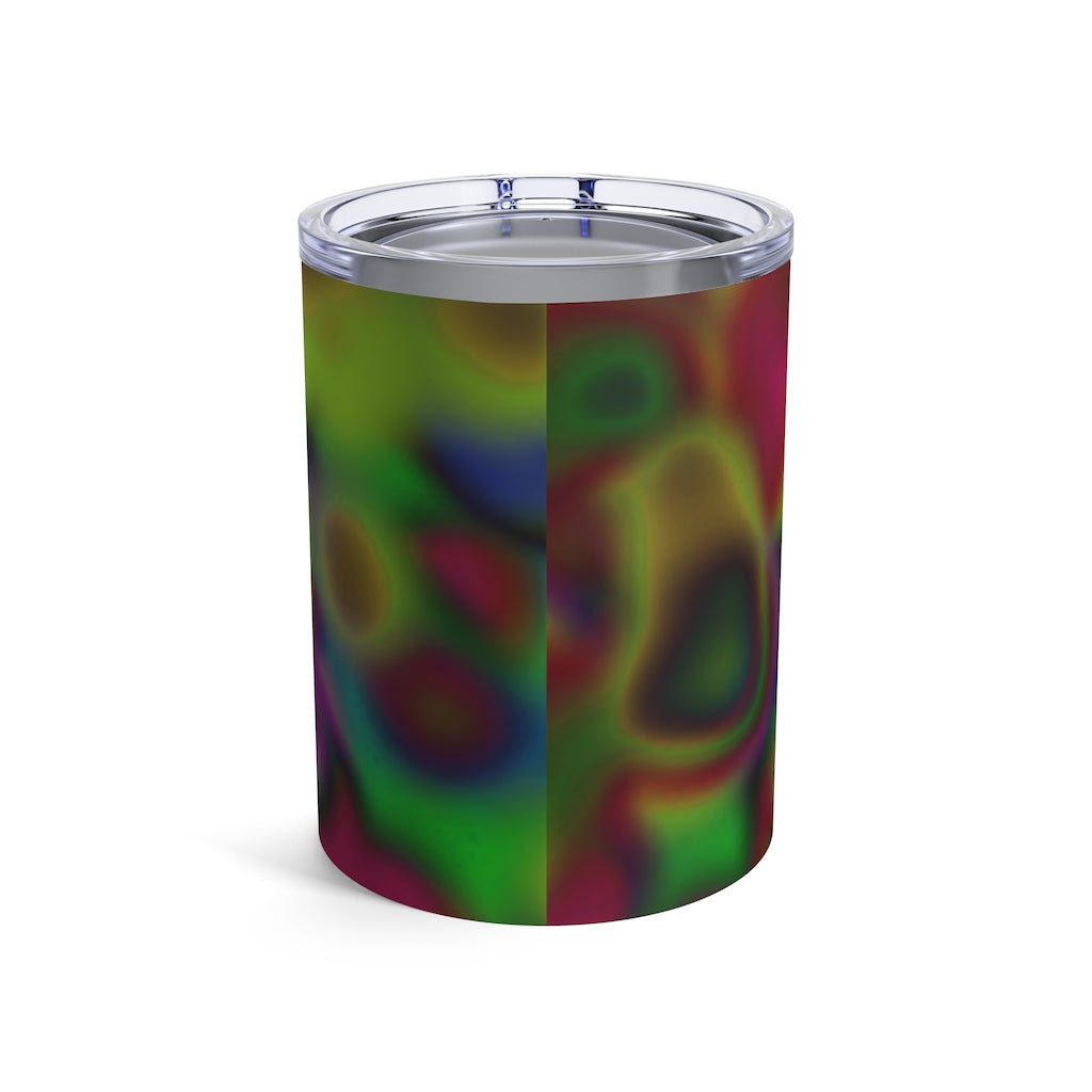 Colorful Cloud Painting Tumbler 10oz with vibrant cloud design and see-thru lid, perfect for travel and outdoor use.