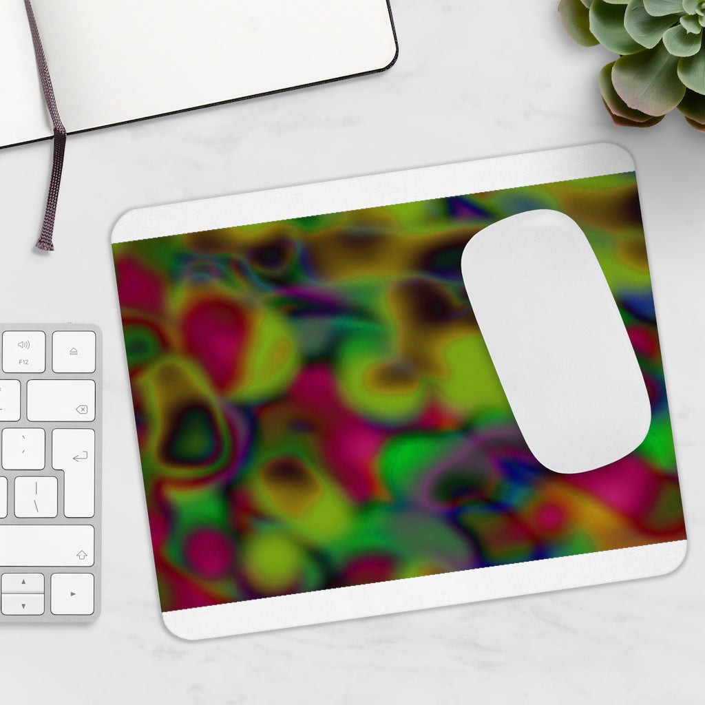 Colorful Cloud Patterns Mouse Pad featuring vibrant cloud designs on a smooth neoprene surface, ideal for enhancing workspace aesthetics.