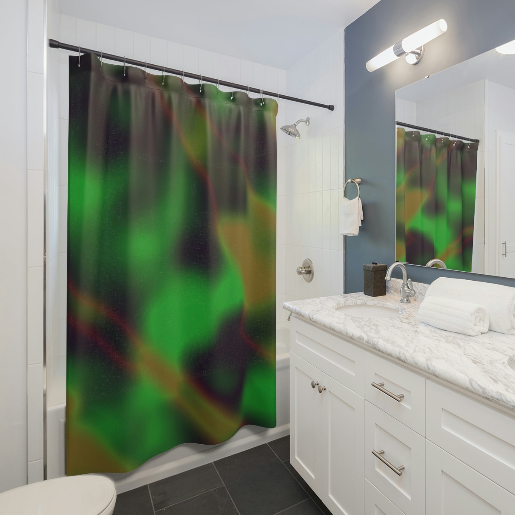 Colorful Clouds Shower Curtain featuring vibrant cloud designs on durable polyester fabric, perfect for bathroom decor.