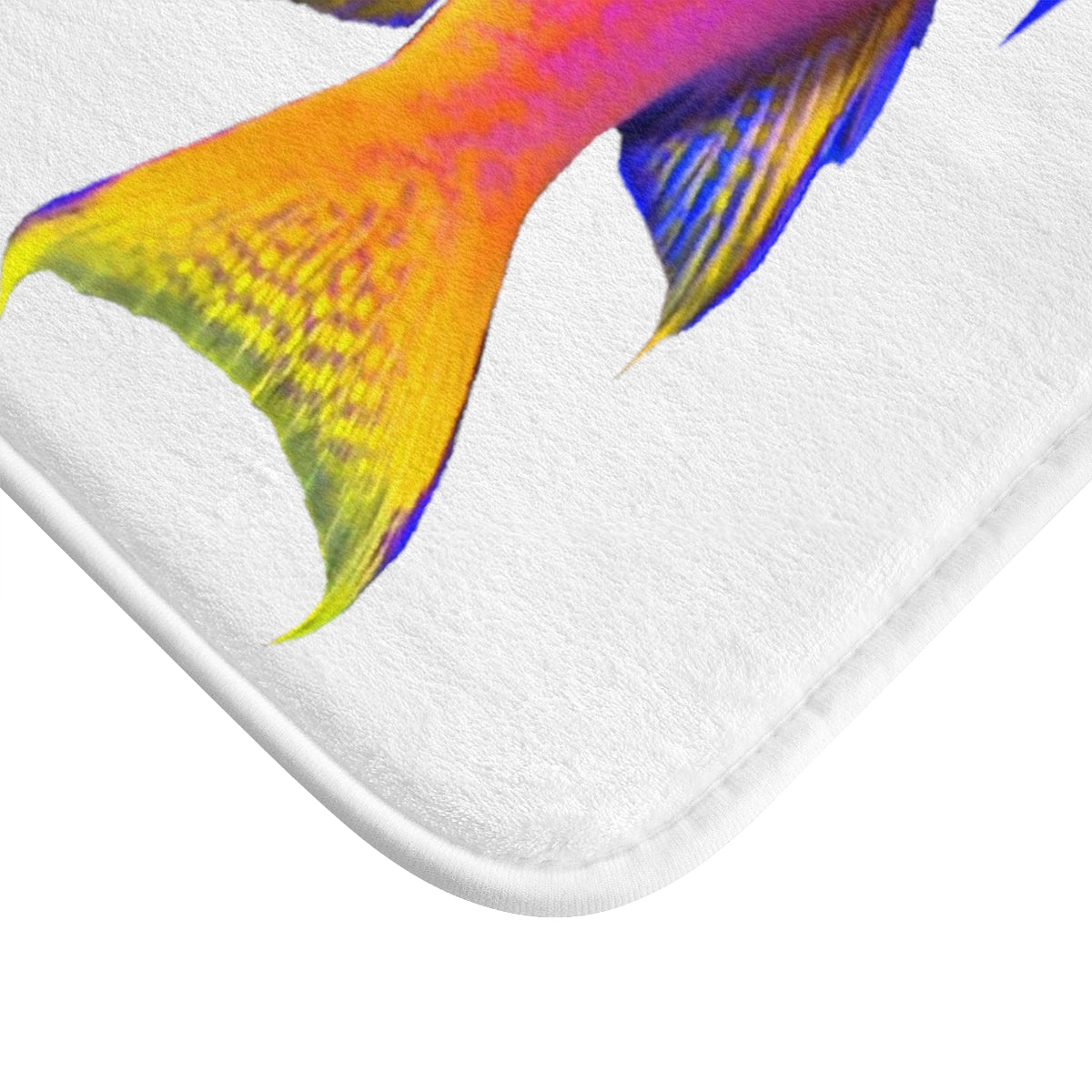 Colorful Fish Bath Mat featuring vibrant fish patterns and anti-slip backing, perfect for bathroom decor.
