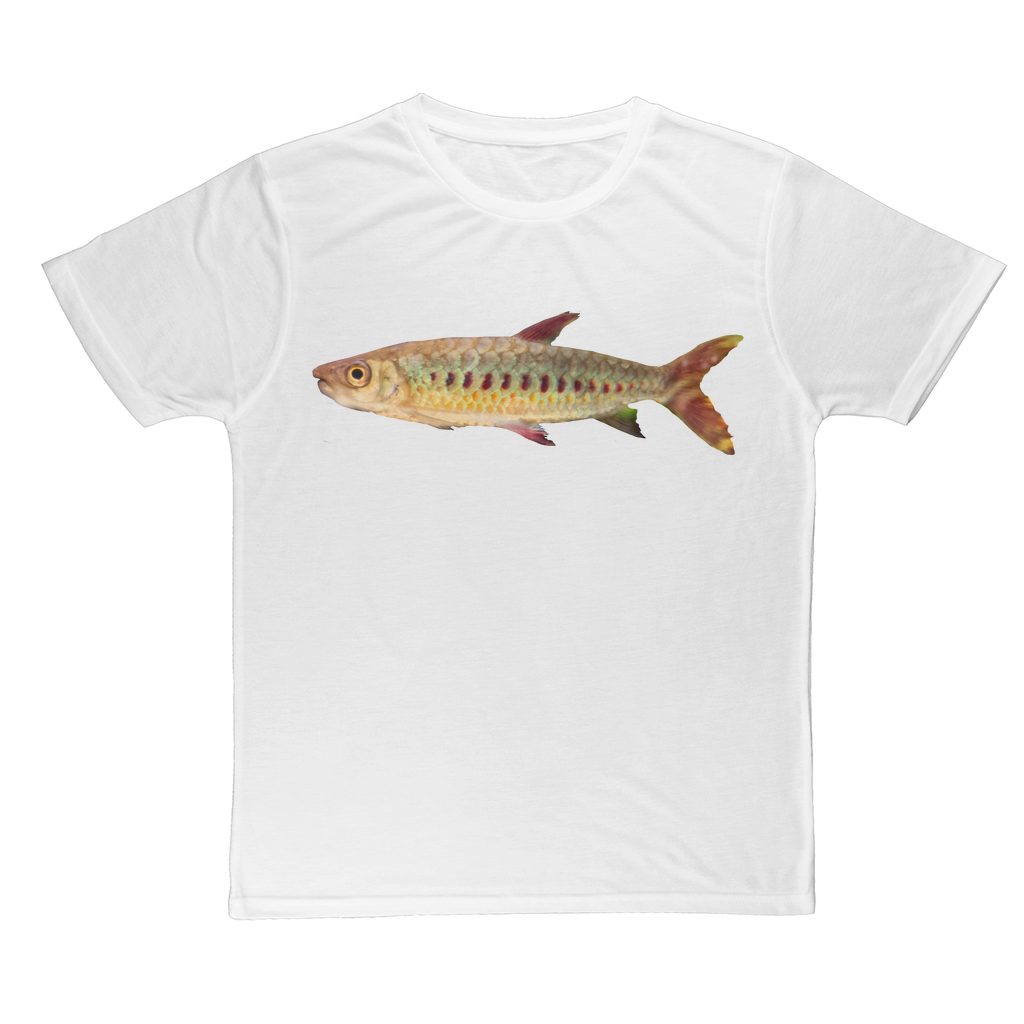 Colorful Fish Classic Sublimation Adult T-Shirt featuring a vibrant fish design on a soft polyester fabric.
