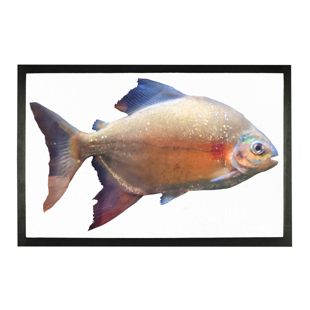 Colorful Fish Sublimation Doormat featuring vibrant fish designs on a durable rubber base, ideal for home decor.