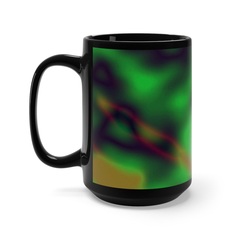 Colorful Painting Black Mug 15oz featuring vibrant prints on a sleek black ceramic surface, perfect for coffee and tea lovers.