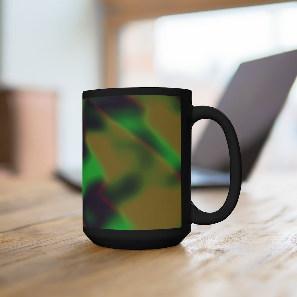 Colorful Painting Black Mug 15oz featuring vibrant prints on a sleek black ceramic surface, perfect for coffee and tea lovers.