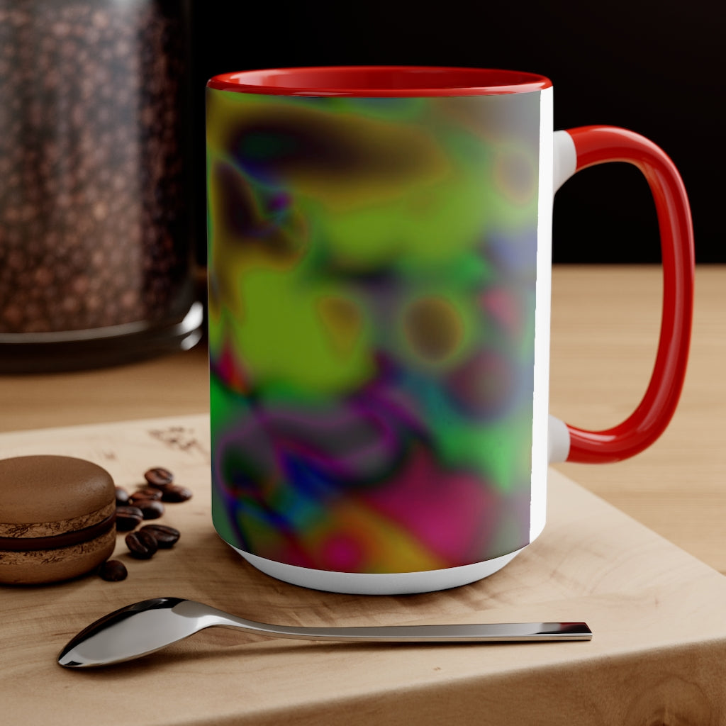 Colorful Pattern Accent Mug featuring a white exterior with a vibrant colored interior and handle, available in three color options.