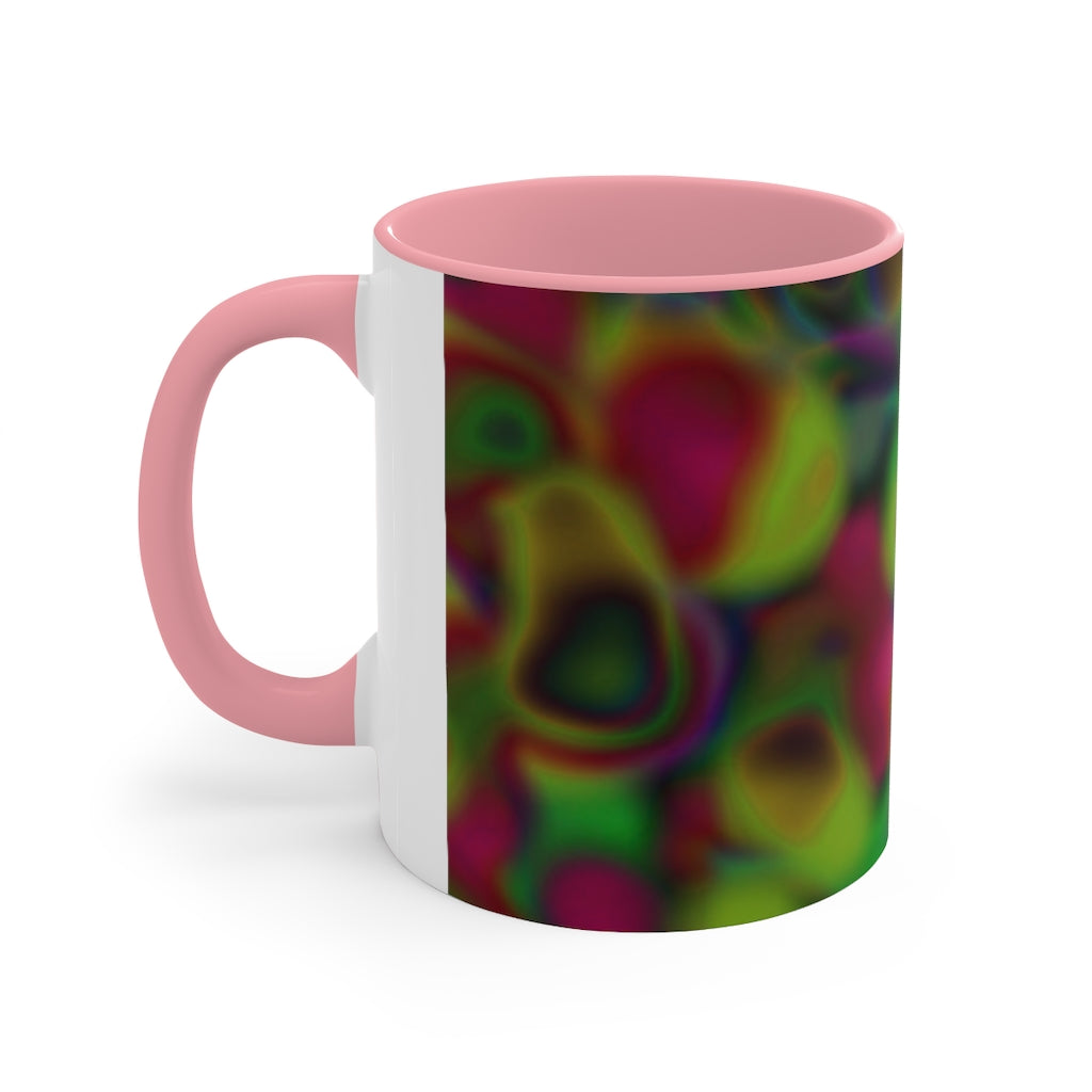 Colorful Pattern Accent Mug featuring a white exterior with a vibrant colored interior and handle, available in three color options.