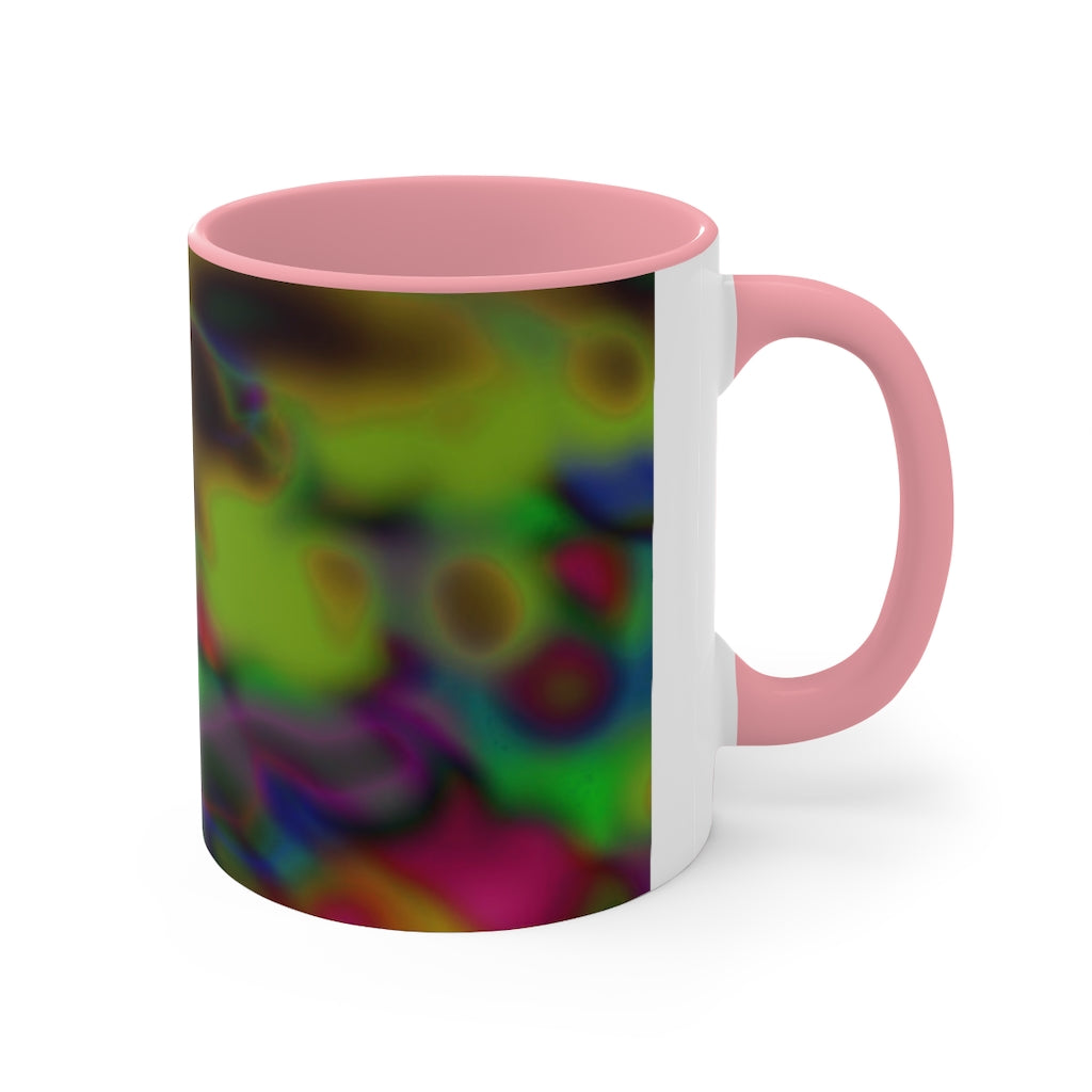 Colorful Pattern Accent Mug featuring a white exterior with a vibrant colored interior and handle, available in three color options.