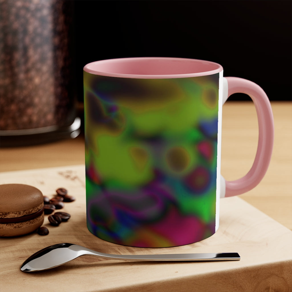 Colorful Pattern Accent Mug featuring a white exterior with a vibrant colored interior and handle, available in three color options.