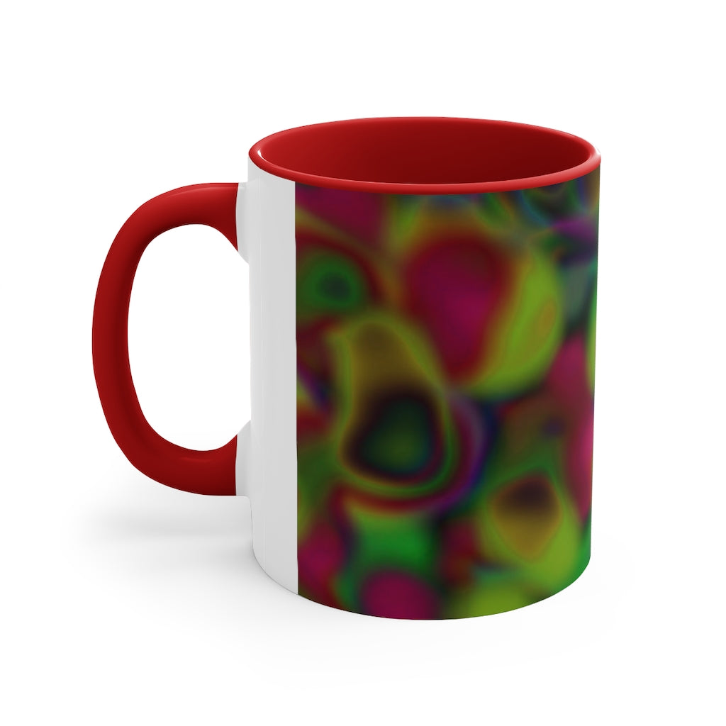 Colorful Pattern Accent Mug featuring a white exterior with a vibrant colored interior and handle, available in three color options.