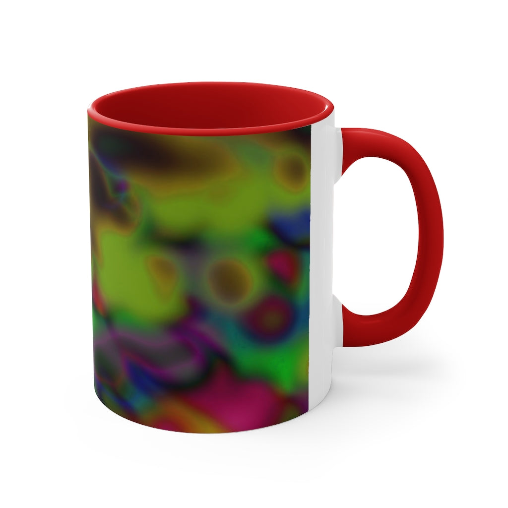 Colorful Pattern Accent Mug featuring a white exterior with a vibrant colored interior and handle, available in three color options.