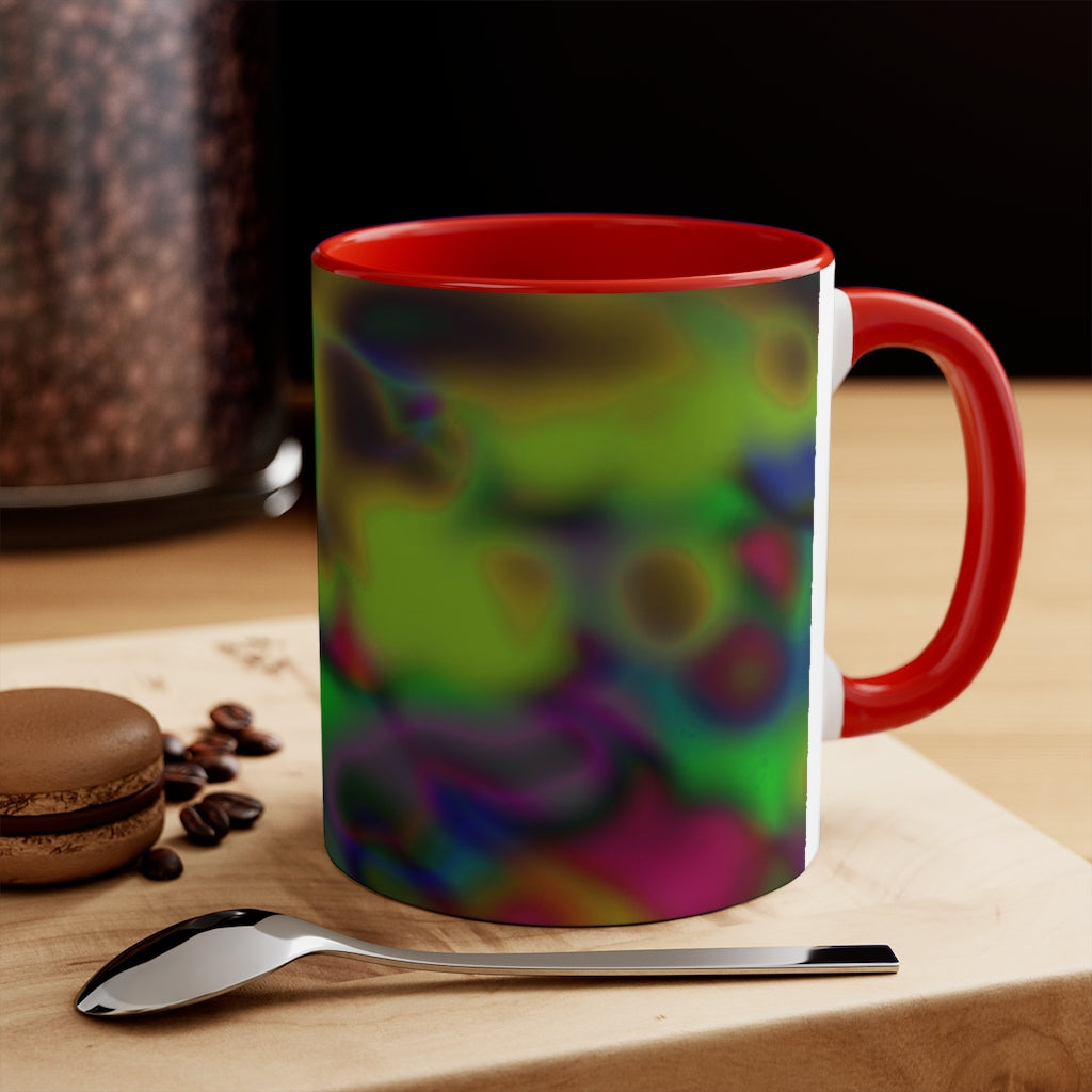 Colorful Pattern Accent Mug featuring a white exterior with a vibrant colored interior and handle, available in three color options.