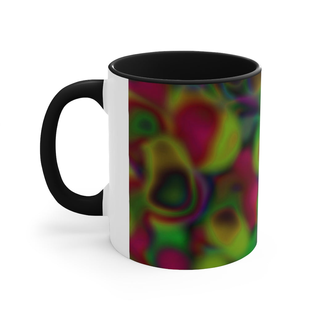 Colorful Pattern Accent Mug featuring a white exterior with a vibrant colored interior and handle, available in three color options.