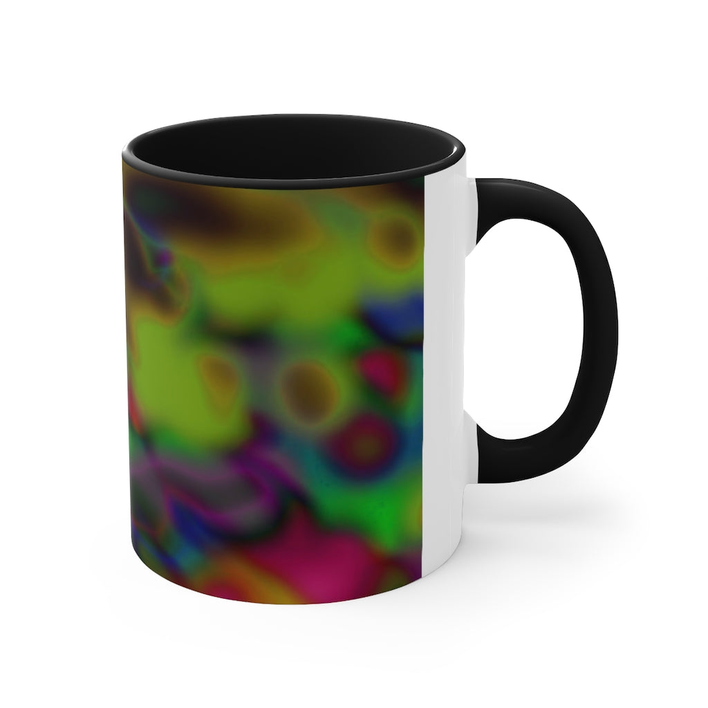 Colorful Pattern Accent Mug featuring a white exterior with a vibrant colored interior and handle, available in three color options.