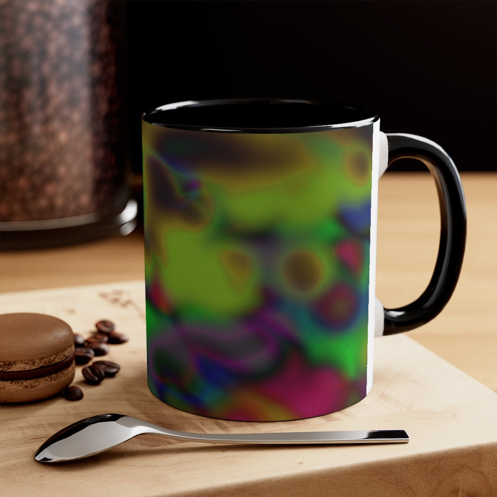 Colorful Pattern Accent Mug featuring a white exterior with a vibrant colored interior and handle, available in three color options.