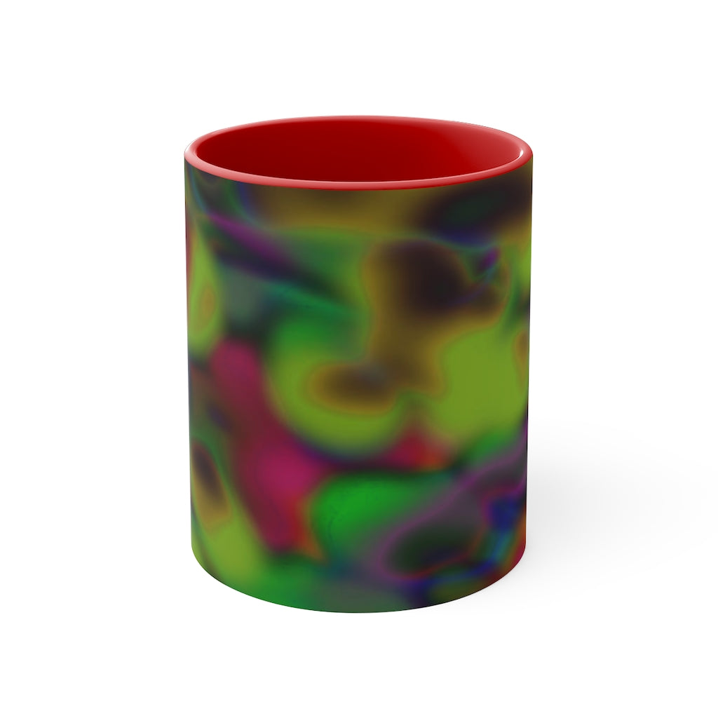 Colorful Pattern Accent Mug featuring a white exterior with a vibrant colored interior and handle, available in three color options.