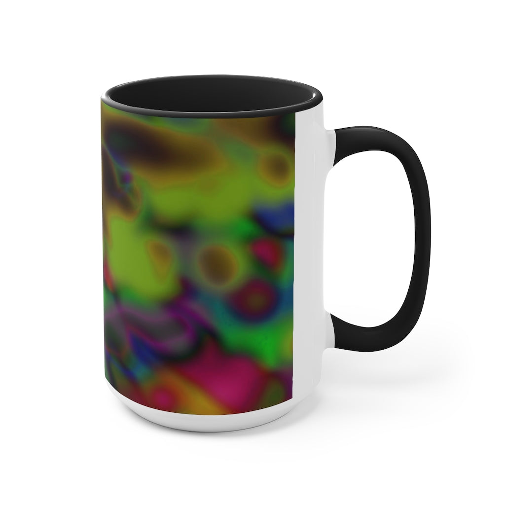 Colorful Pattern Accent Mug featuring a white exterior with a vibrant colored interior and handle, available in three color options.