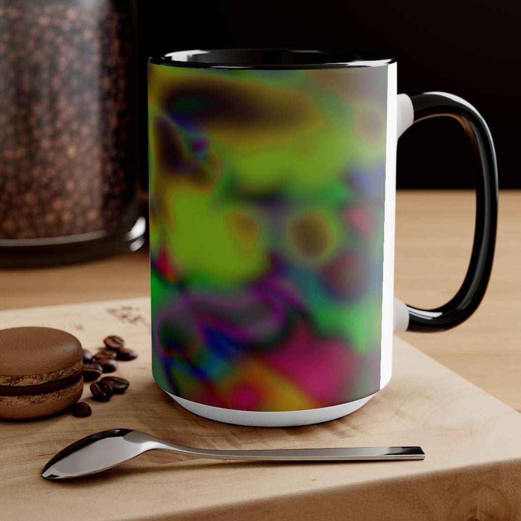 Colorful Pattern Accent Mug featuring a white exterior with a vibrant colored interior and handle, available in three color options.