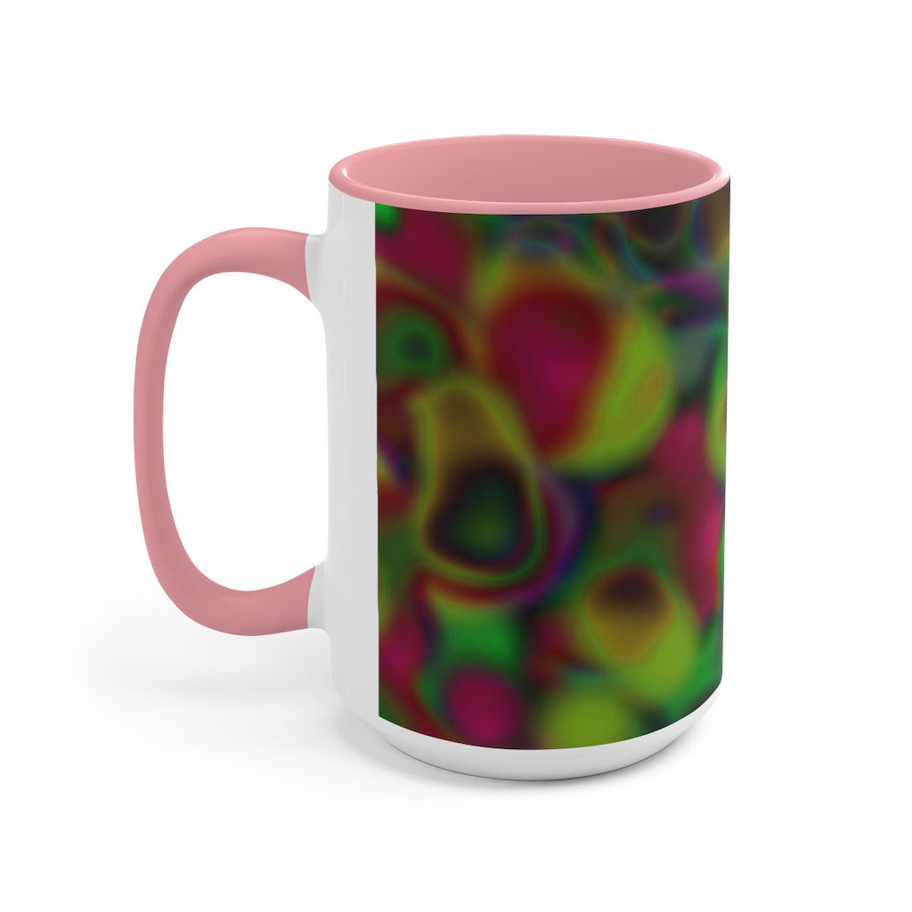 Colorful Pattern Accent Mug featuring a white exterior with a vibrant colored interior and handle, available in three color options.