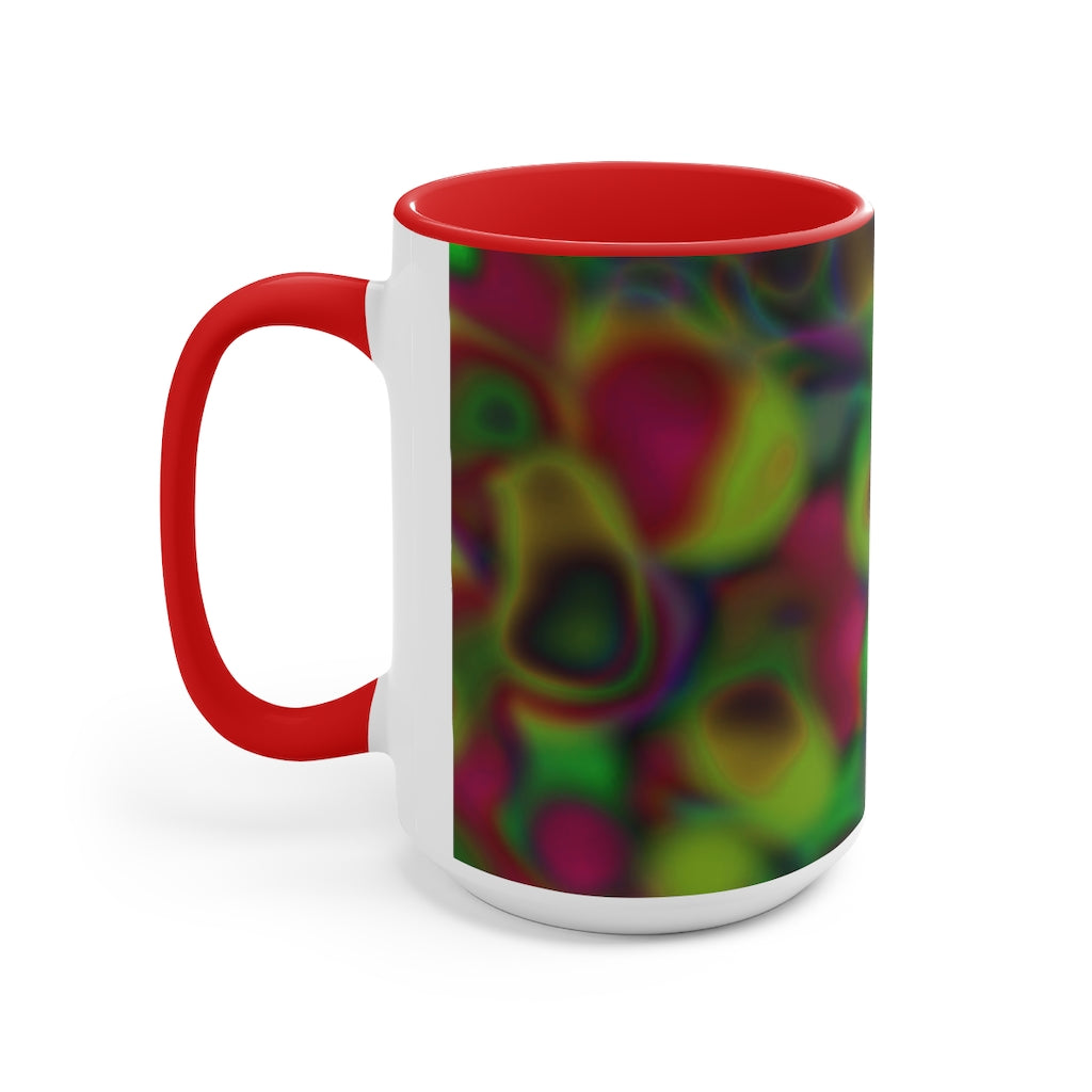 Colorful Pattern Accent Mug featuring a white exterior with a vibrant colored interior and handle, available in three color options.