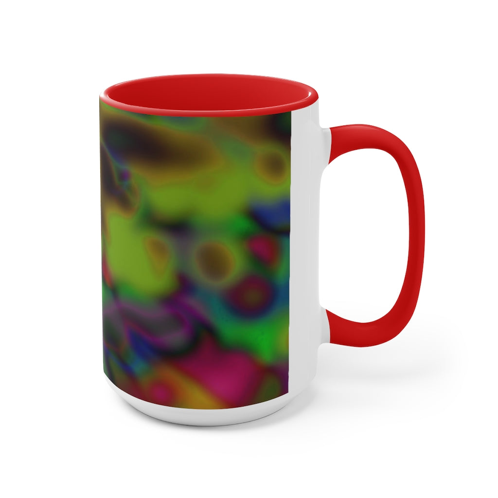 Colorful Pattern Accent Mug featuring a white exterior with a vibrant colored interior and handle, available in three color options.