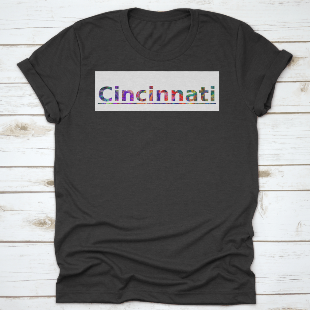 Colorful typography illustration featuring the word Cincinnati in vibrant colors, showcasing a modern design suitable for various creative projects.