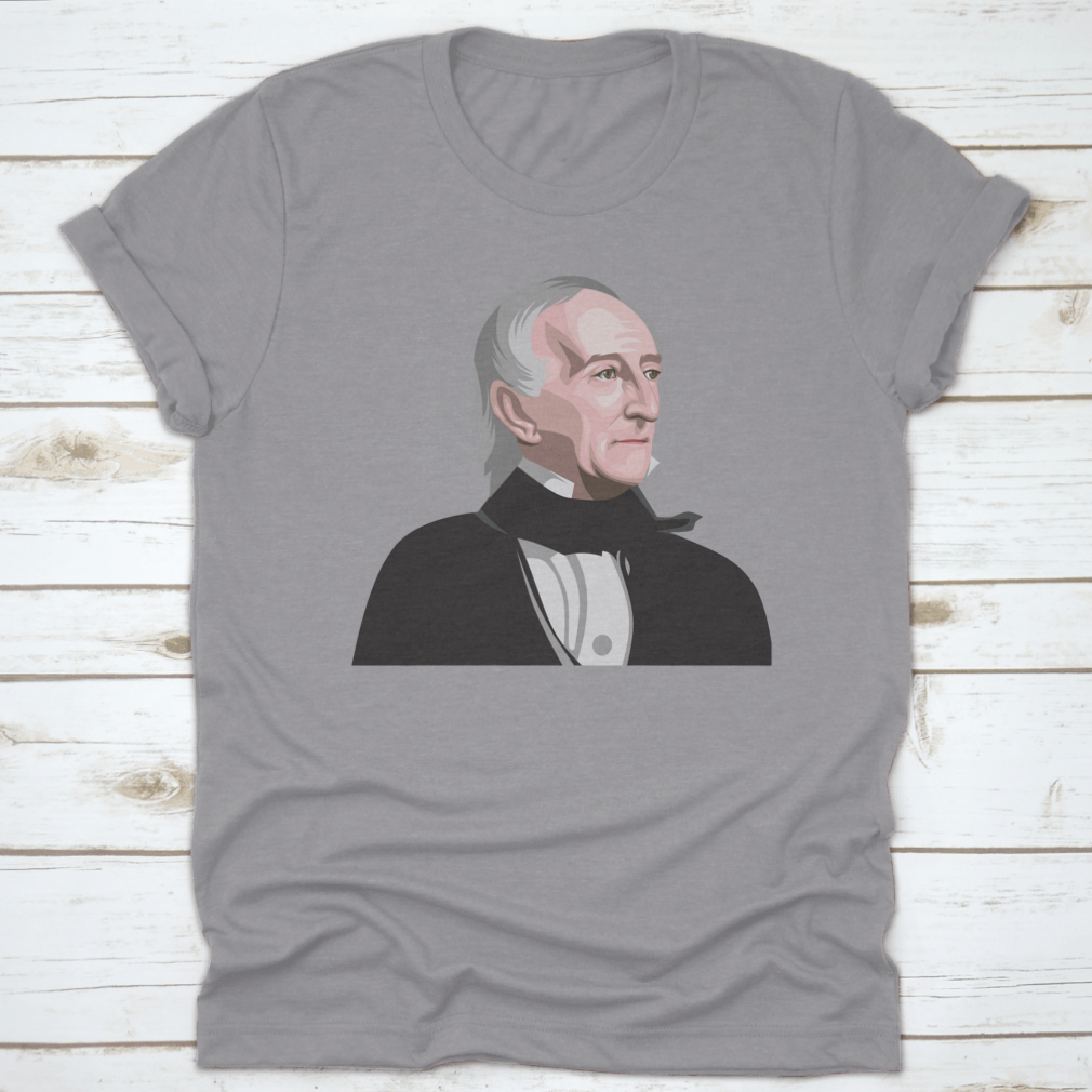 Coloured illustration of President John Tyler, showcasing his portrait in vibrant colors, perfect for history enthusiasts.