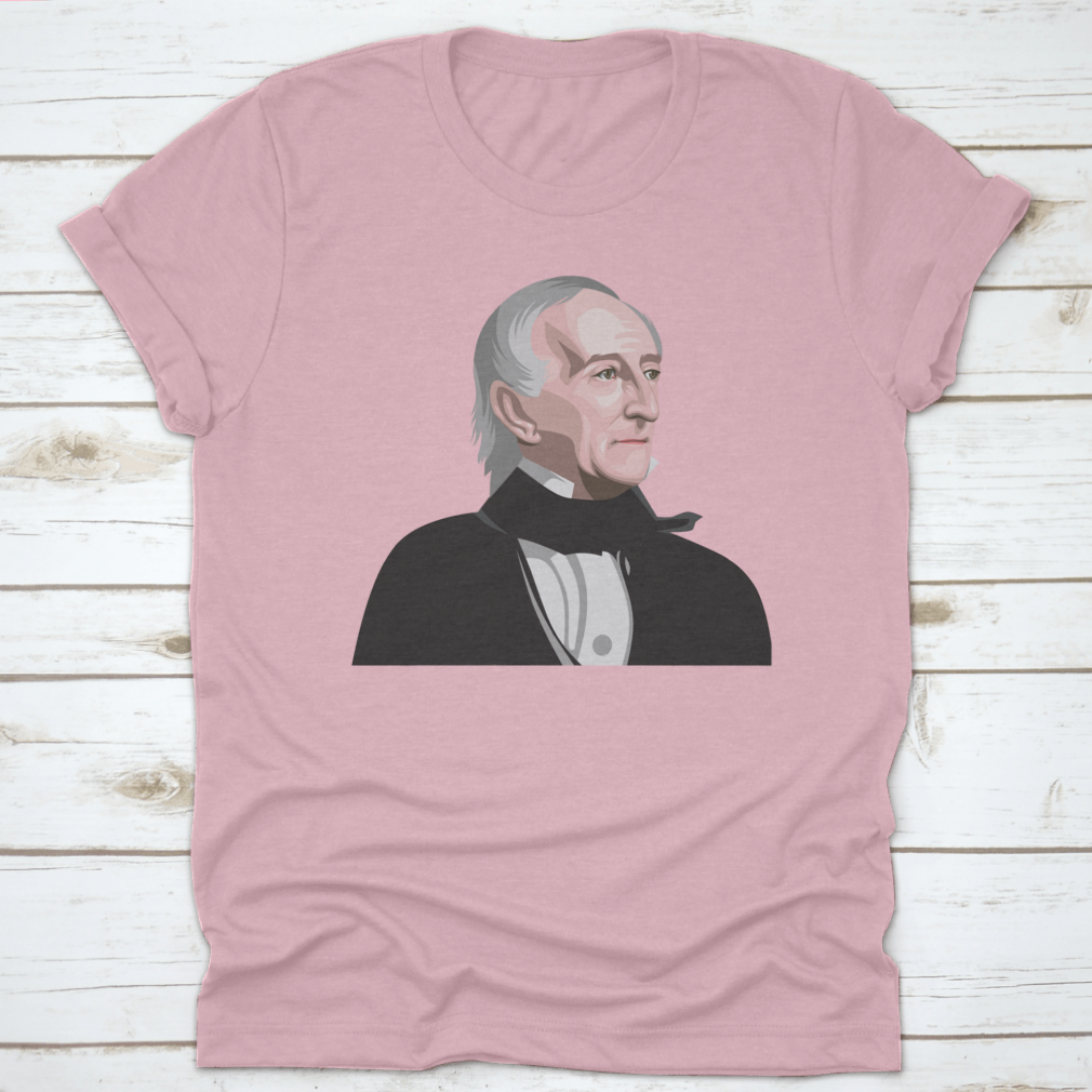 Coloured illustration of President John Tyler, showcasing his portrait in vibrant colors, perfect for history enthusiasts.