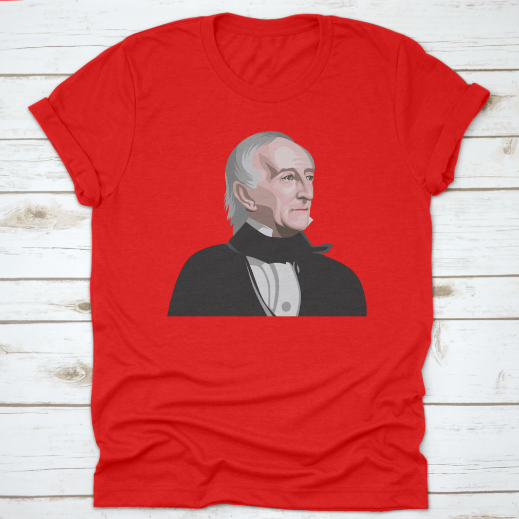 Coloured illustration of President John Tyler, showcasing his portrait in vibrant colors, perfect for history enthusiasts.