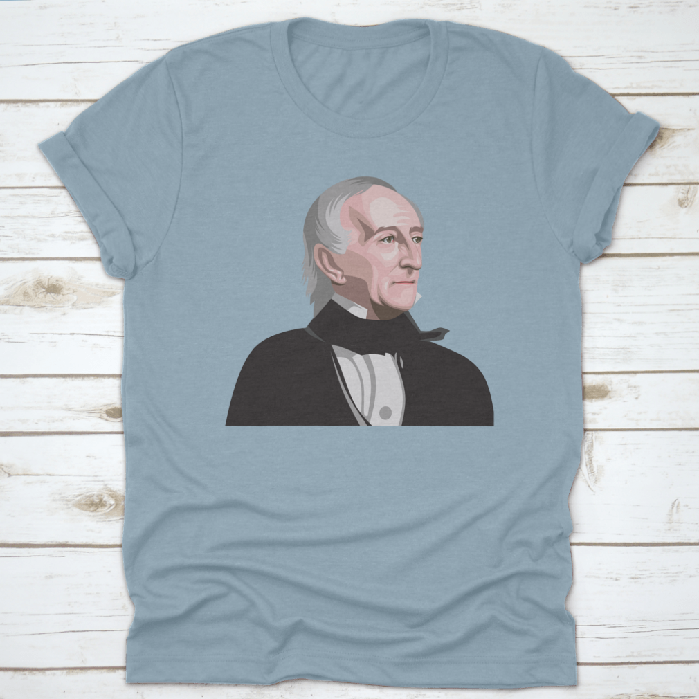 Coloured illustration of President John Tyler, showcasing his portrait in vibrant colors, perfect for history enthusiasts.