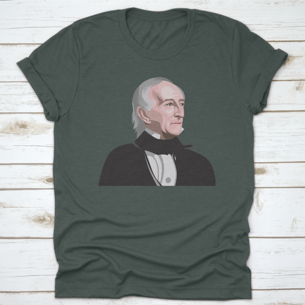 Coloured illustration of President John Tyler, showcasing his portrait in vibrant colors, perfect for history enthusiasts.