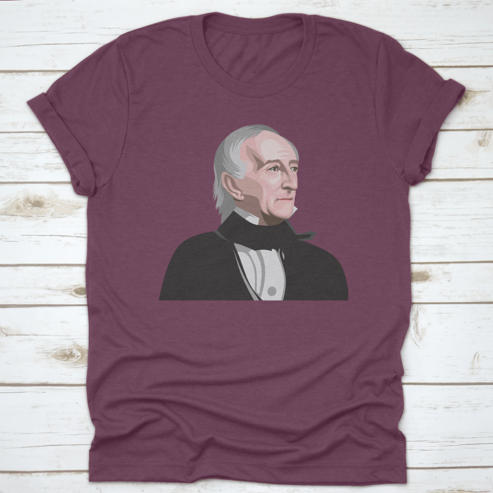 Coloured illustration of President John Tyler, showcasing his portrait in vibrant colors, perfect for history enthusiasts.