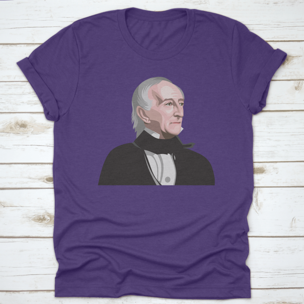 Coloured illustration of President John Tyler, showcasing his portrait in vibrant colors, perfect for history enthusiasts.