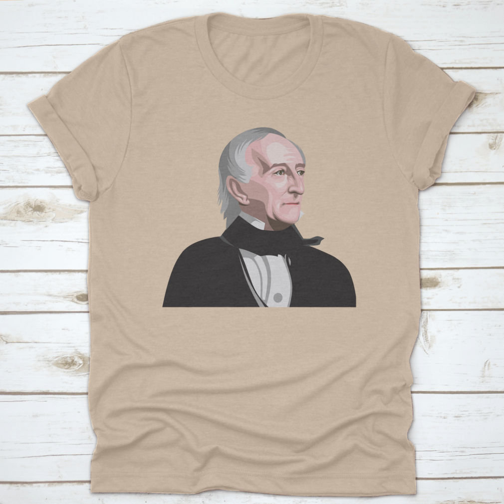 Coloured illustration of President John Tyler, showcasing his portrait in vibrant colors, perfect for history enthusiasts.