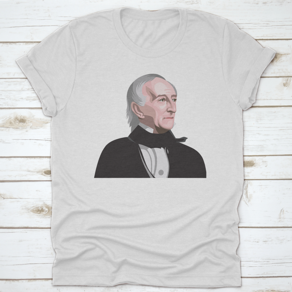 Coloured illustration of President John Tyler, showcasing his portrait in vibrant colors, perfect for history enthusiasts.