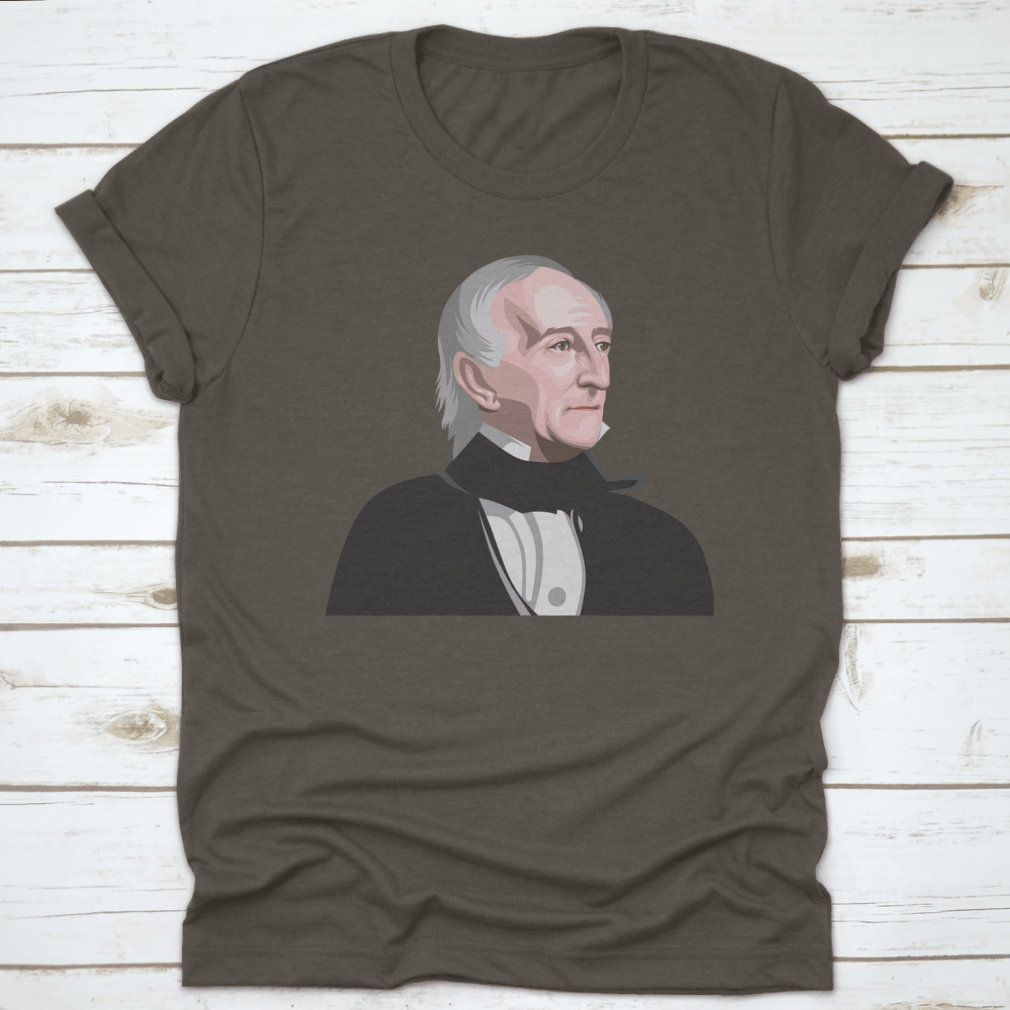 Coloured illustration of President John Tyler, showcasing his portrait in vibrant colors, perfect for history enthusiasts.