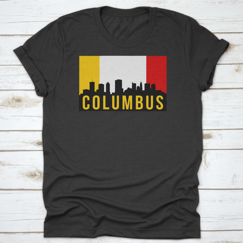 Vector illustration of the Columbus City skyline silhouette, showcasing iconic buildings in a modern design.
