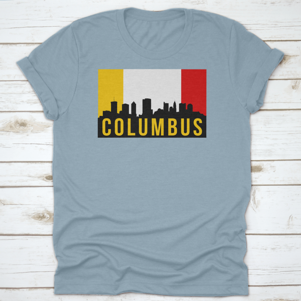 Vector illustration of the Columbus City skyline silhouette, showcasing iconic buildings in a modern design.