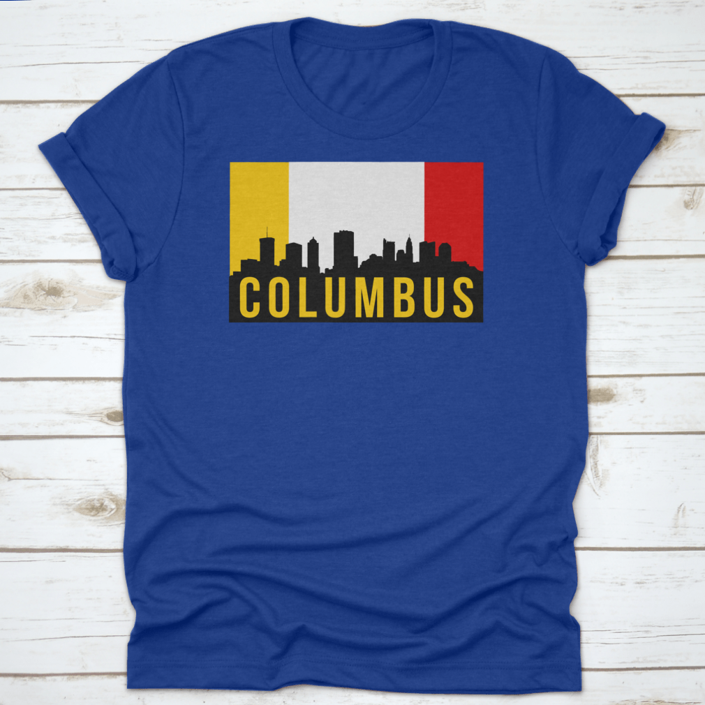 Vector illustration of the Columbus City skyline silhouette, showcasing iconic buildings in a modern design.