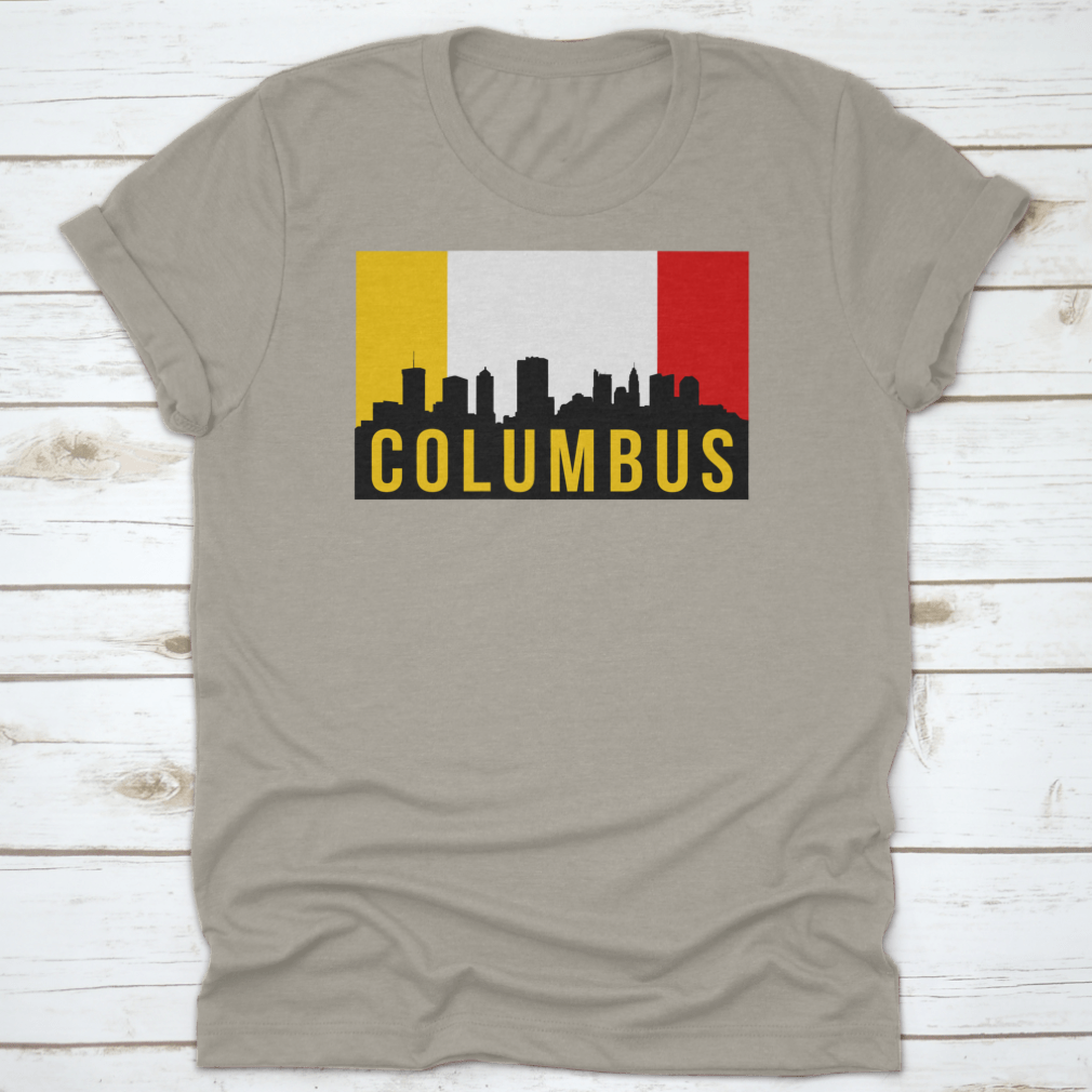 Vector illustration of the Columbus City skyline silhouette, showcasing iconic buildings in a modern design.