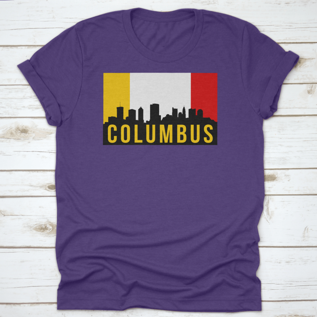 Vector illustration of the Columbus City skyline silhouette, showcasing iconic buildings in a modern design.