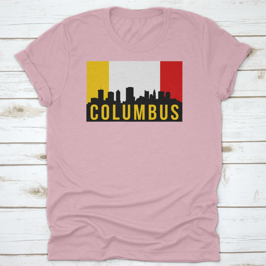 Vector illustration of the Columbus City skyline silhouette, showcasing iconic buildings in a modern design.