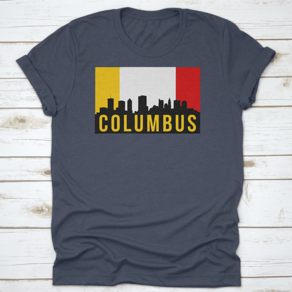 Vector illustration of the Columbus City skyline silhouette, showcasing iconic buildings in a modern design.