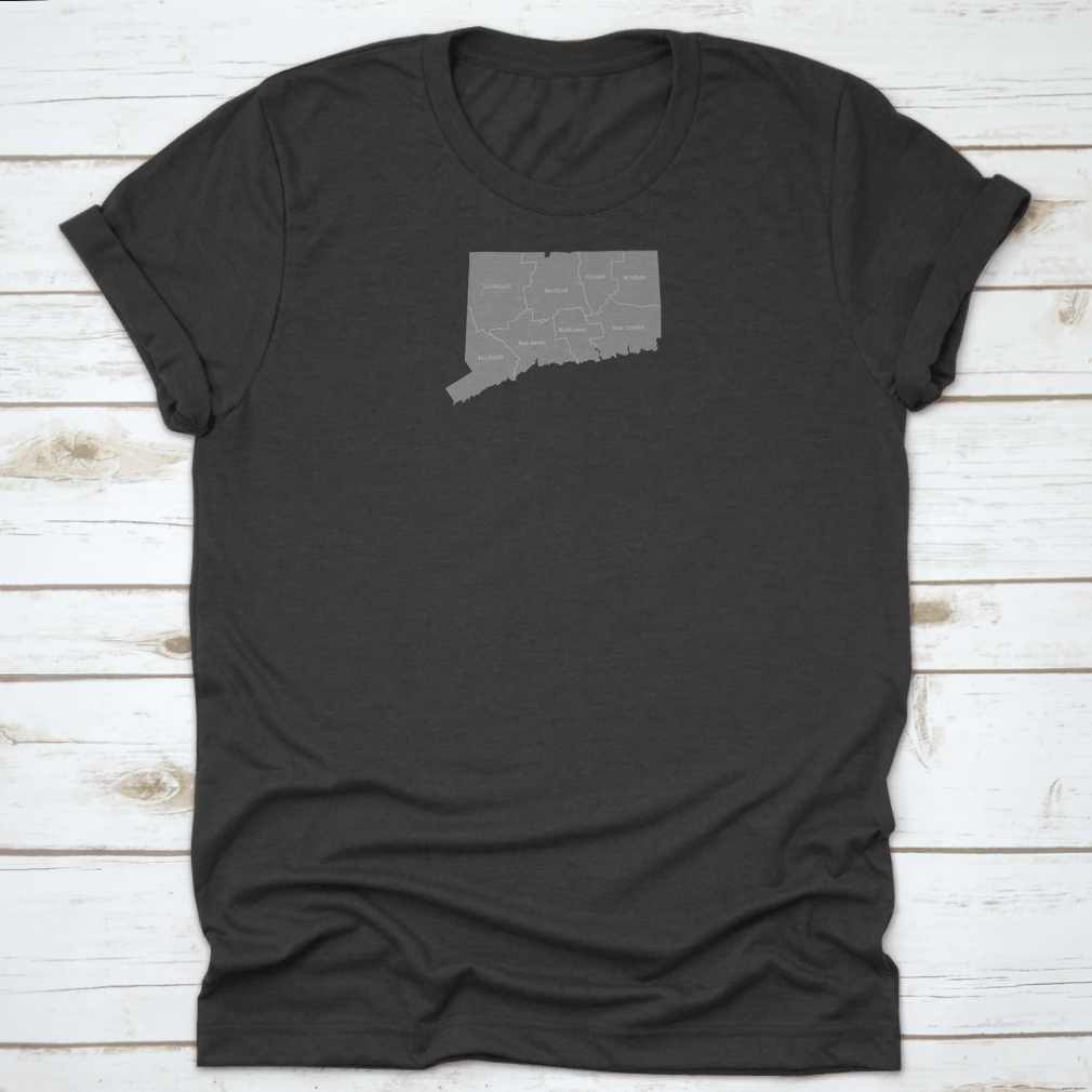Connecticut County Map Vector Outline with a gray background, showcasing detailed county borders and names.