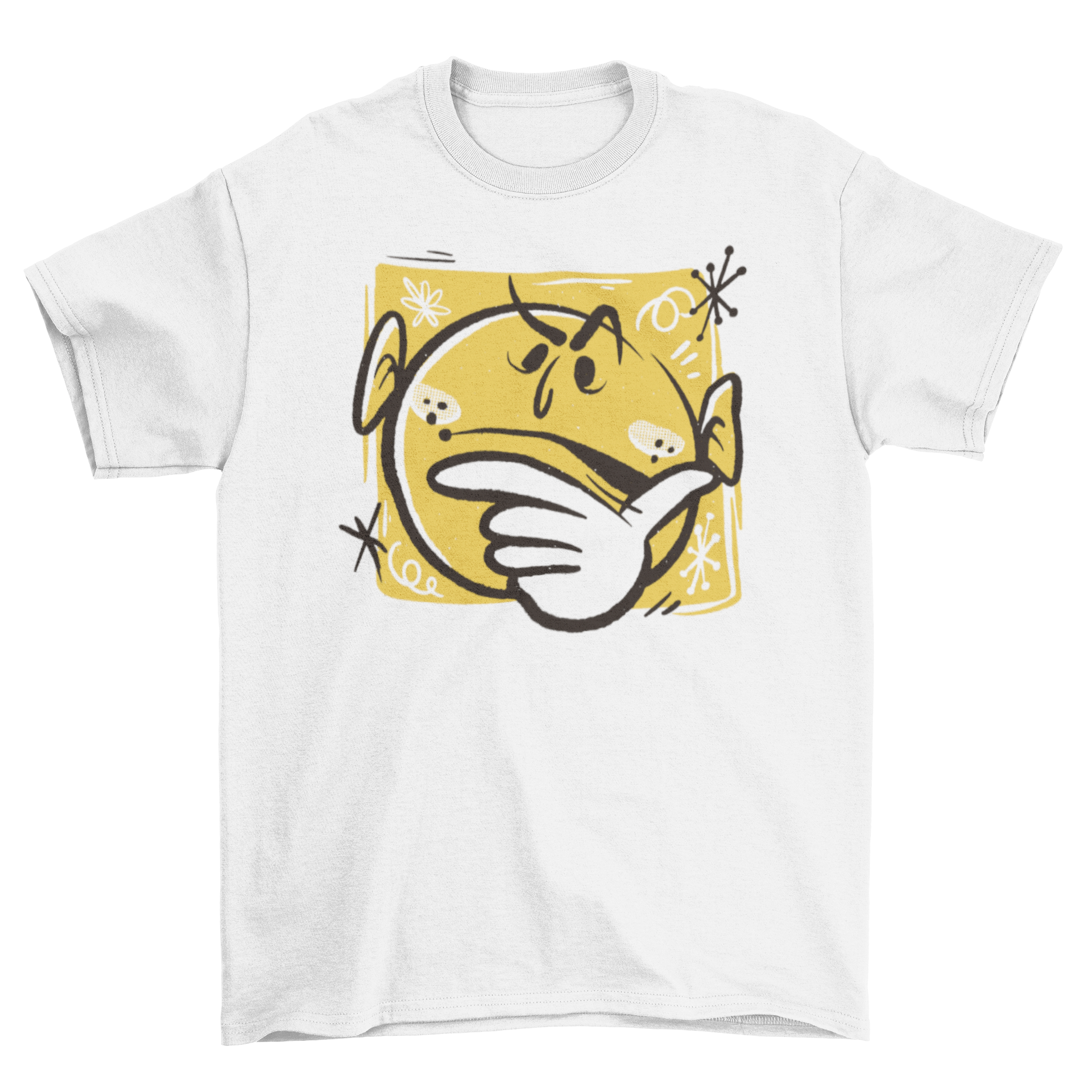 A stylish Confused Emoji T-Shirt featuring a cartoon-style confused emoji design, perfect for casual wear.