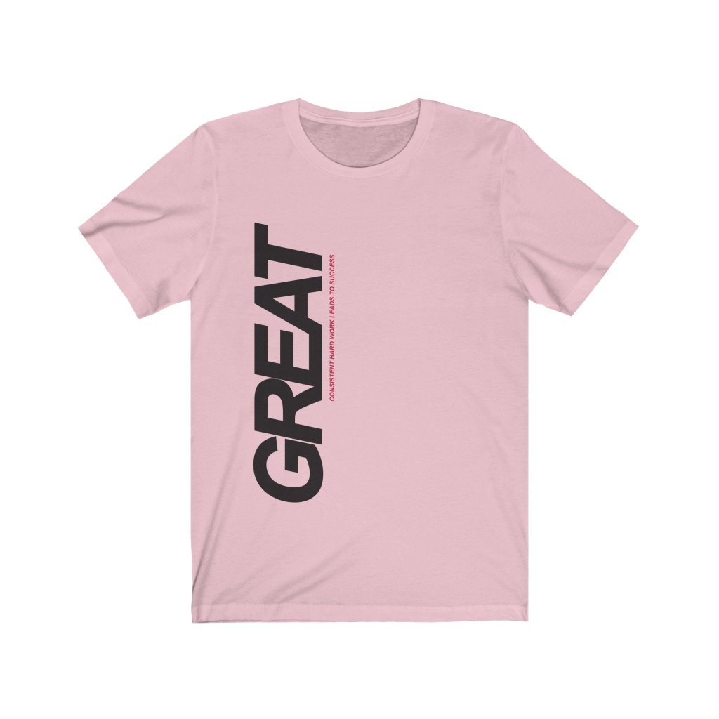 A unisex t-shirt featuring the motivational phrase 'Consistent Hard Work Leads to Success' printed in durable vinyl on soft cotton fabric.