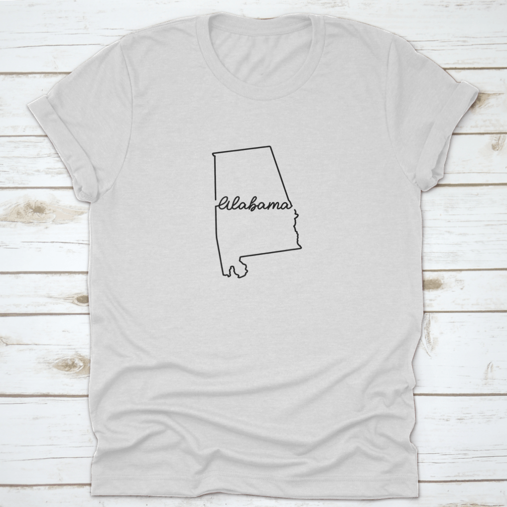 Continuous line art drawing of Alabama, showcasing the state's outline in a minimalist style, perfect for art lovers.