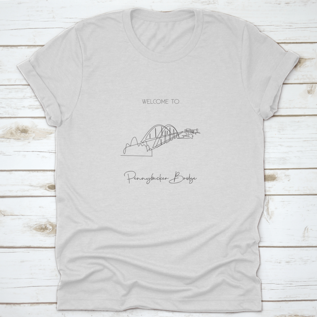 A stylish Continuous One Line Drawing of the 360 Bridge Texas Skyline, showcasing the iconic Pennybacker Bridge in a modern artistic design.