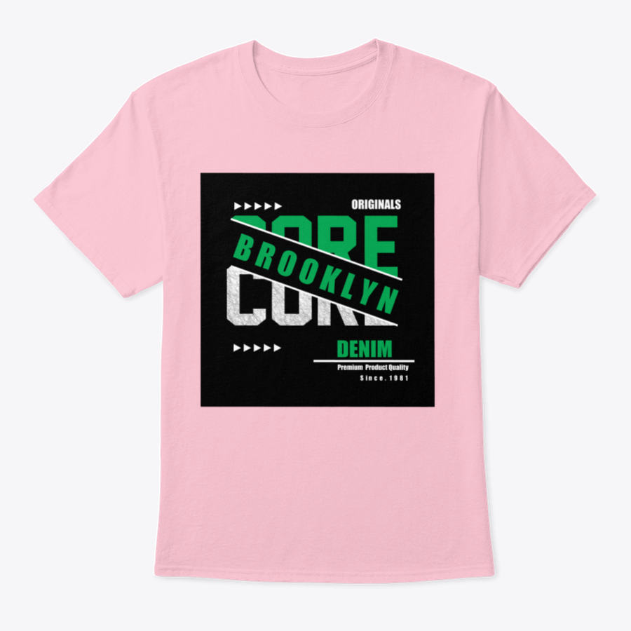 Core Denim Slogan Tee featuring graphic typography design on a classic fit t-shirt, made from 100% cotton.